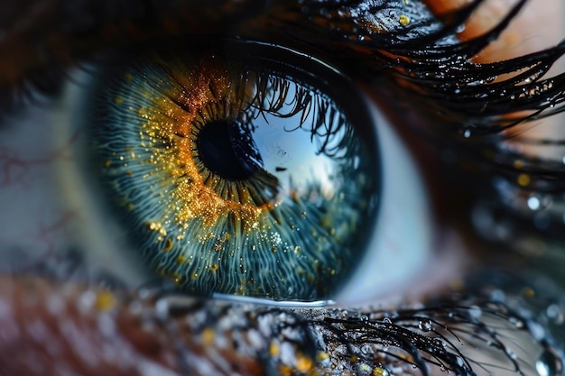 Fotografia macro perfeita de olhos azuis e visão perfeita