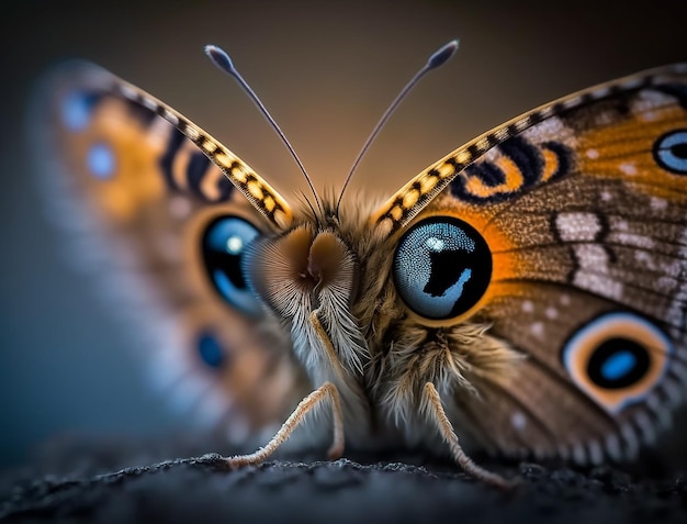 Fotografía macro de primer plano de una mariposa diminuta Belleza natural capturada de cerca