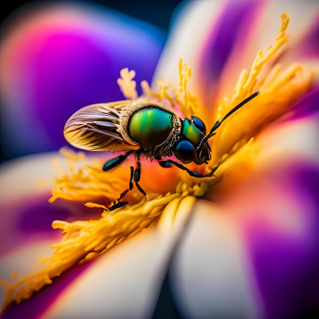 Foto una fotografía macro que captura los intrincados detalles de una flor.