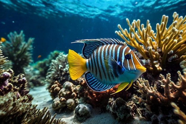 Fotografía macro submarina de animales marinos Creaturas vegetales bajo el agua Vida marina bajo el agua