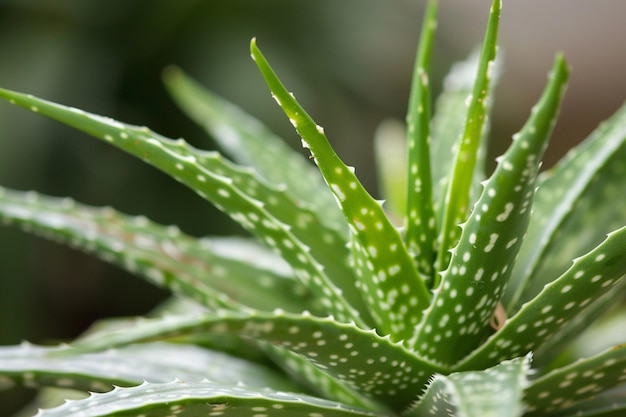 Fotografía macro de la textura de una hoja de agave