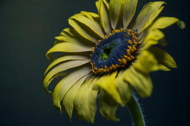 Fotografía macro de una vibrante flor de gerbera amarilla capturada con exquisito detalle