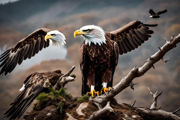 Foto fotografía de un majestuoso águila sobre un fondo blanco