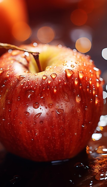 Foto una fotografía de manzanas frescas con salpicaduras de agua cinematográficas