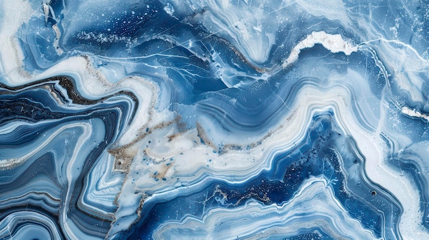 Una fotografía de mármol azul y blanco