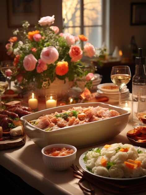 Fotografía de la mesa de comedor UHD papel tapiz