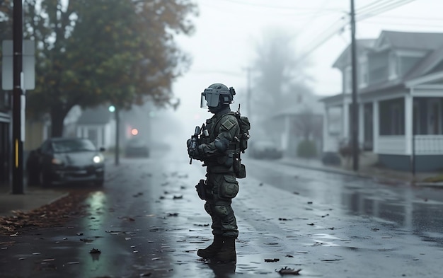 Fotografia militar de figura humanoide robótica