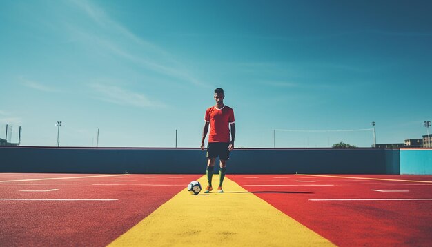 Fotografia mínima de futebol no campo macro sessão de fotos de alta qualidade