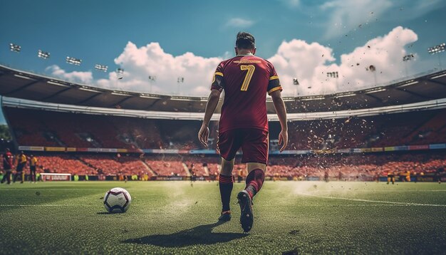 Fotografia mínima de futebol no campo macro sessão de fotos de alta qualidade