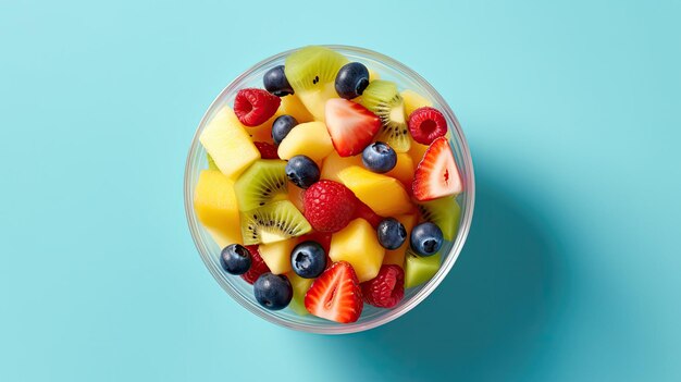 Una fotografía minimalista de comida colocada sobre un fondo de color sólido.