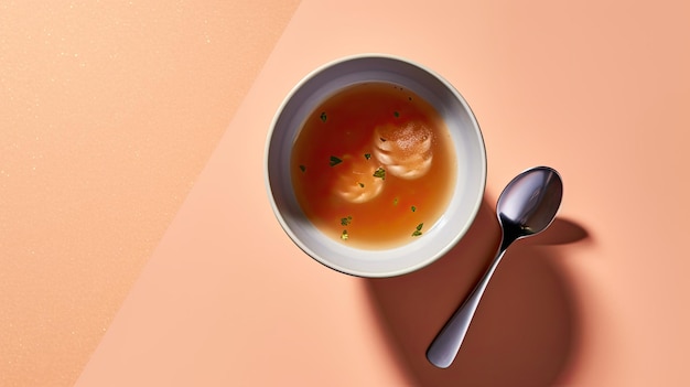 Una fotografía minimalista de comida colocada sobre un fondo de color sólido.