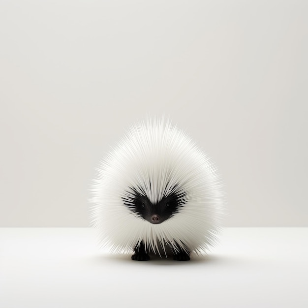 Fotografia minimalista de um porco-espinho bonito no estilo minimalista japonês