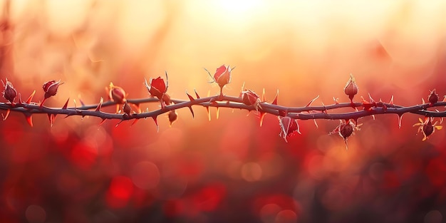 Fotografía minimalista de las espinas rosas contra un fondo borroso Concepto de fotografía minimalista Las espinas rosadas con fondo borroso