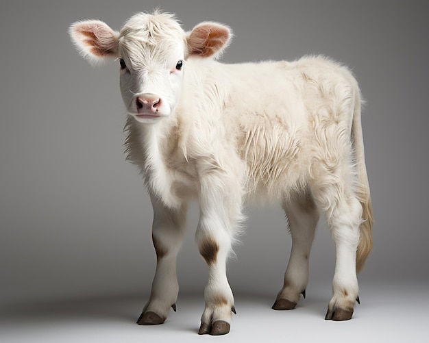 Fotografía minimalista de fondo blanco aislado de vaca