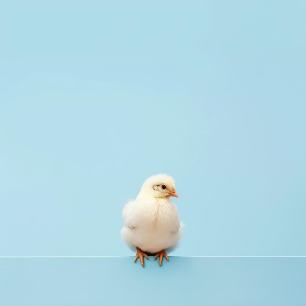 Fotografía Minimalista De Un Lindo Pollo En Estilo De Campo De Color