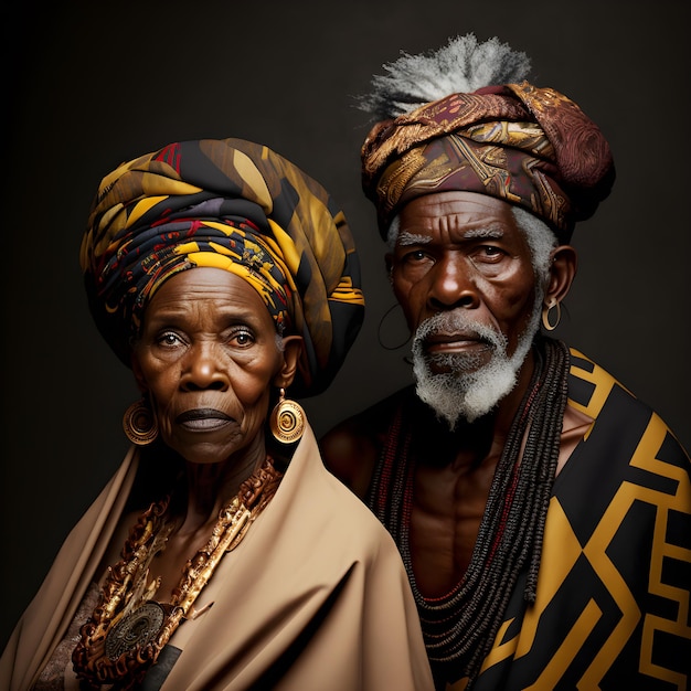 Foto fotografía de moda de una pareja de ancianos negros para la historia del mes negro, día de san valentín, portada de revista