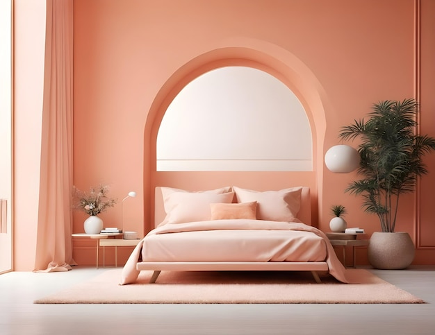 Fotografia moderna de luxo cor rosa rica design de interiores de sala de estar moderna renderização 3D