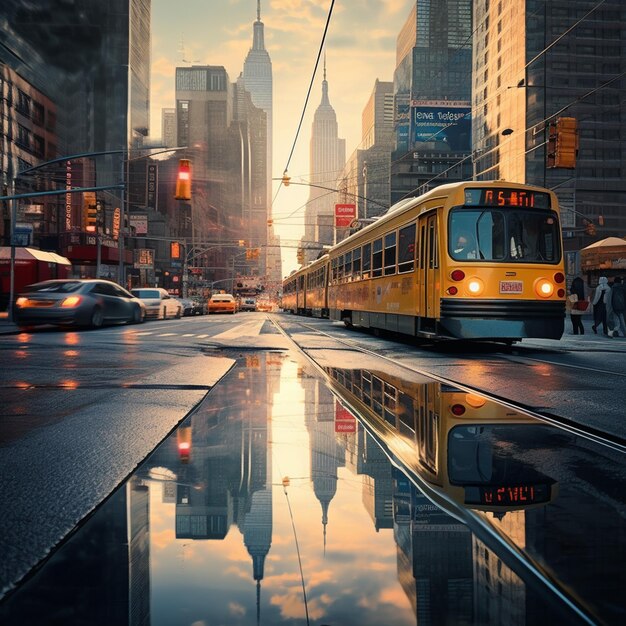 Fotografía de modos de transporte en la vibrante vida de la ciudad capturada al aire libre