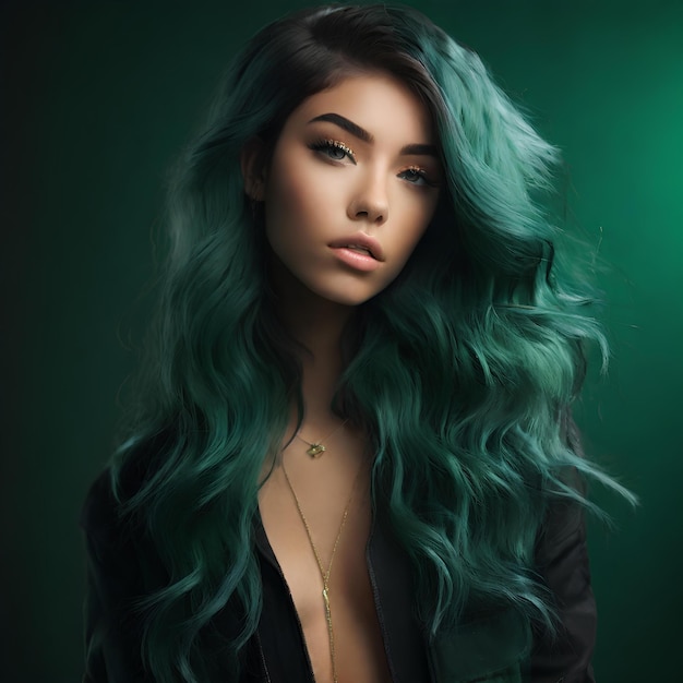 fotografia mostrando Madison Beers com cabelo verde impressionante