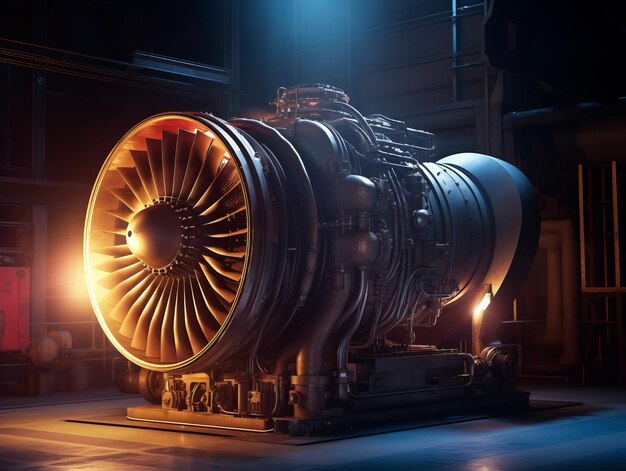 fotografía de un motor de turbina de gran tamaño realismo fantástico iluminación cinematográfica