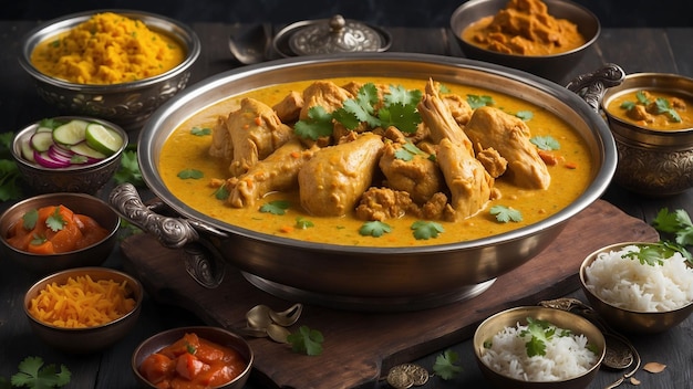 Una fotografía muestra un tazón humeante de pollo Korma su textura aterciopelada y su rico aroma seductor