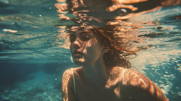 Fotografía de una mujer bajo el agua