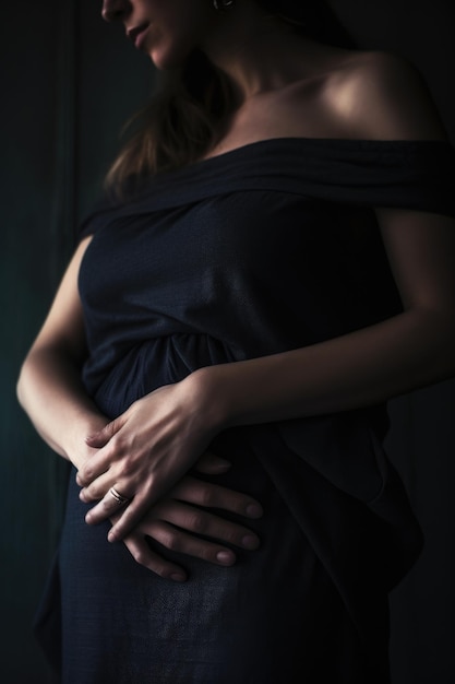 Fotografía de una mujer con la mano sobre el vientre