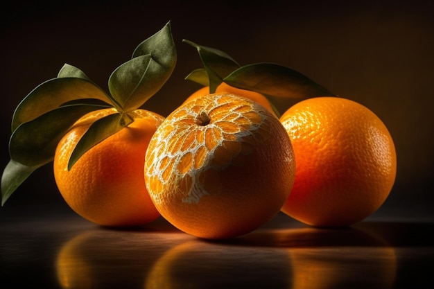 Fotografía naranja frutas frescas la habitación está bien.