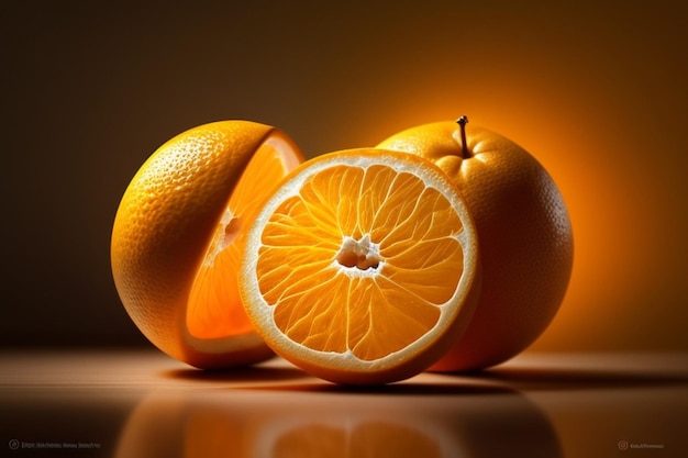 Fotografía naranja frutas frescas la habitación está bien.