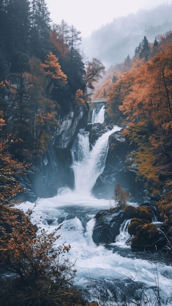 Fotografía natural de las cascadas durante el día
