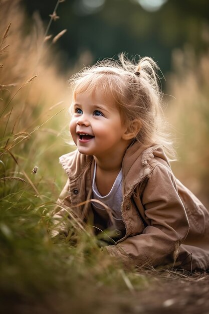 Fotografía de una niña disfrutando del aire libre