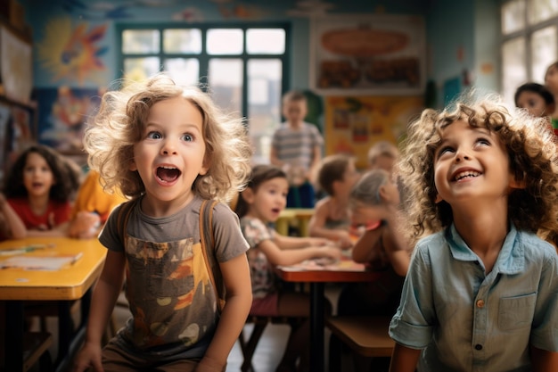 Fotografía de un niño en el aula