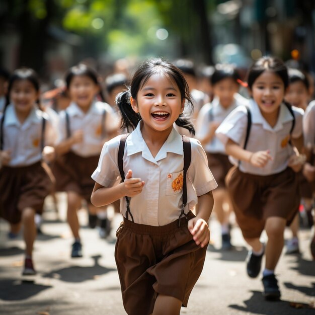 Fotografía de niños participando en un papel tapiz