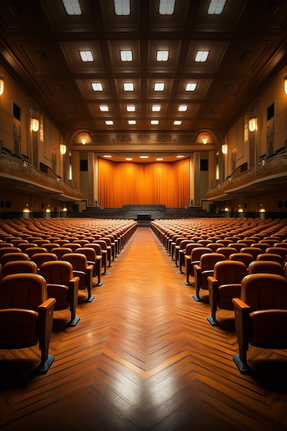 Foto fotografía nostálgica de un auditorio de estudiantes vacío en la universidad al final del año académico