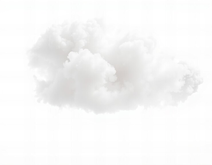 Fotografía de nube blanca aislada sobre un fondo blanco de color negro y blanco