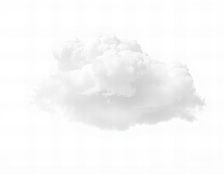 Fotografía de nube blanca aislada sobre un fondo blanco de color negro y blanco