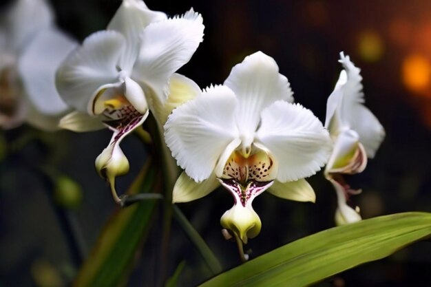 Fotografía de las orquídeas de la garza blanca