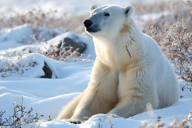 Foto fotografía de oso polar ursus maritimus cub de pie en el hielo al norte de svalbard en el ártico de noruega