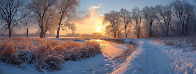 Fotografía de paisaje de árboles de un día de invierno nevado Concepto de la nieve de invierno naturaleza fría Copiar espacio