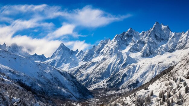 Fotografía de paisaje de una serena cordillera de nieve