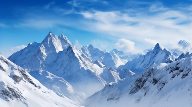 Fotografía de paisaje de una serena cordillera de nieve