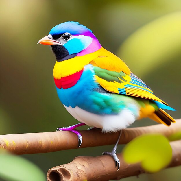 Fotografía de un pájaro alado púrpura en un bosque tropical