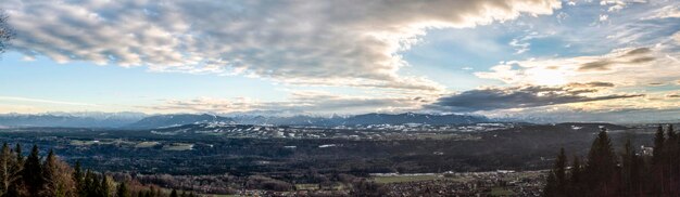 Foto fotografia panorâmica de árvores na paisagem contra o céu