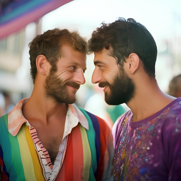 Una fotografía de una pareja gay de hombres de 23 años y un hombre de 24 años