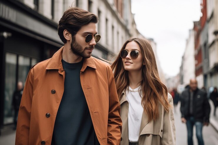Fotografía de una pareja joven caminando por la ciudad.