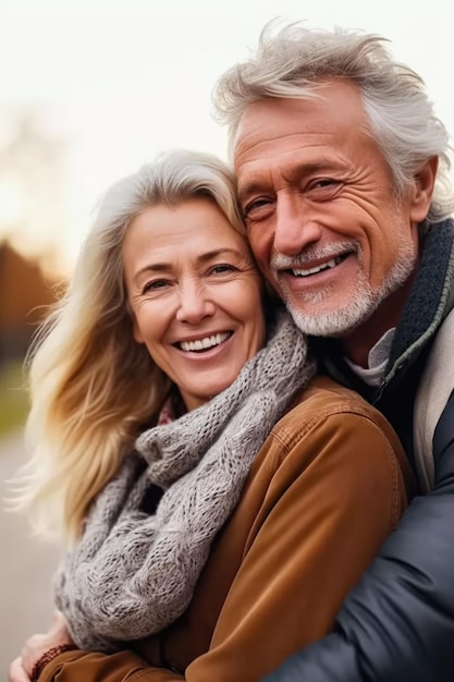 Fotografía de una pareja madura pasando tiempo al aire libre creada con IA generativa