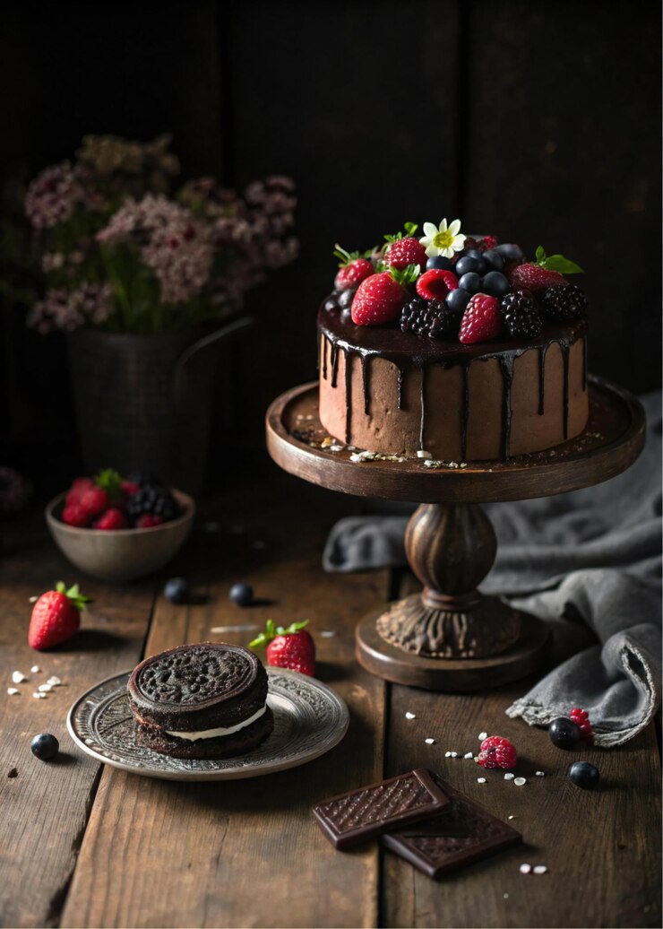 Fotografía de pastel de chocolate