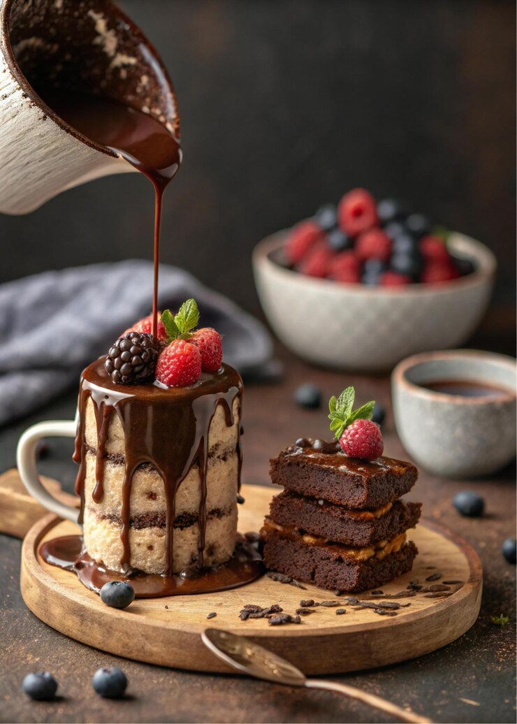Fotografía de pastel de chocolate