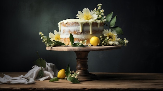 una fotografía de pastel de postre elegante