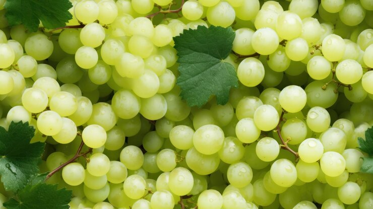 Fotografía de patrones sin fisuras de frutas y bayas uvas blancas de fondo